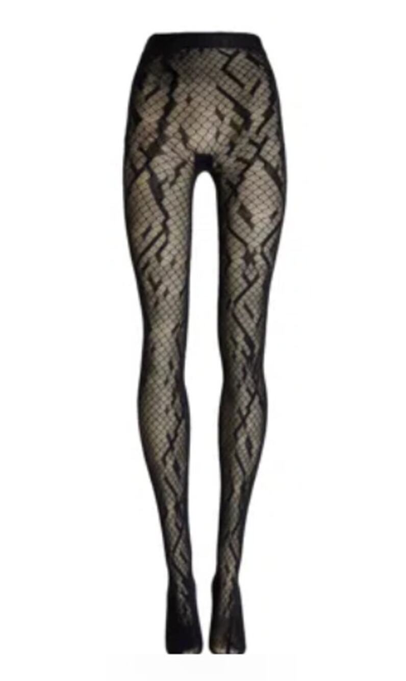 Wolford Python Net Tights M NWT Black Lace Pantyhose Hosiery